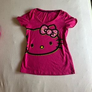 Pink Hello kitty cheetah print fitted tee